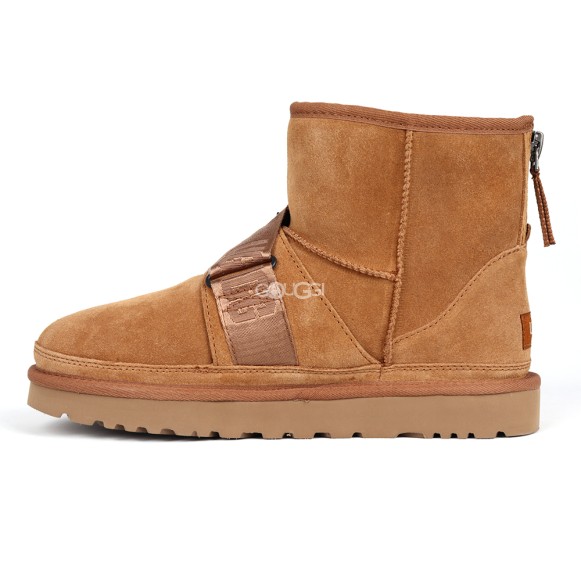 Men`s UGG Classic Ultra Mini Hybrid Strap Short Boots Chestnut