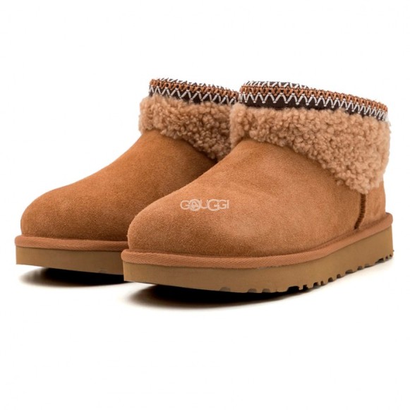 Ultra Mini Maxi Curly Boot - Chestnut
