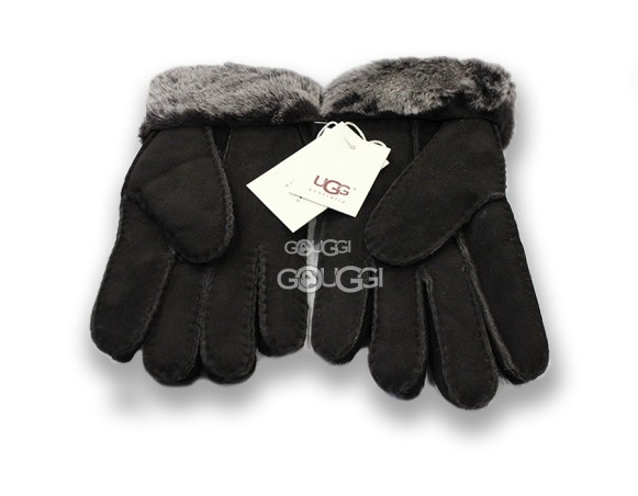 Меховые перчатки мужские Suede Black 